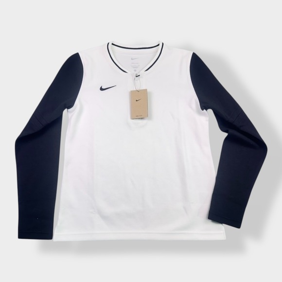 Nike Tops - Nike‎ Dri-FIT Women's Zip-Neck Long Sleeve Training Top White Navy NWT